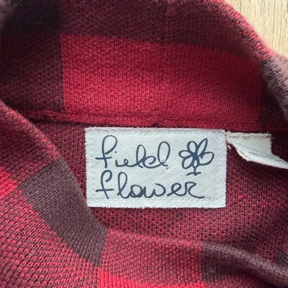Anthropolgie Field Flower Red Buffalo Plaid Wool Blend Mock Neck Sweater - Picture 2 of 4
